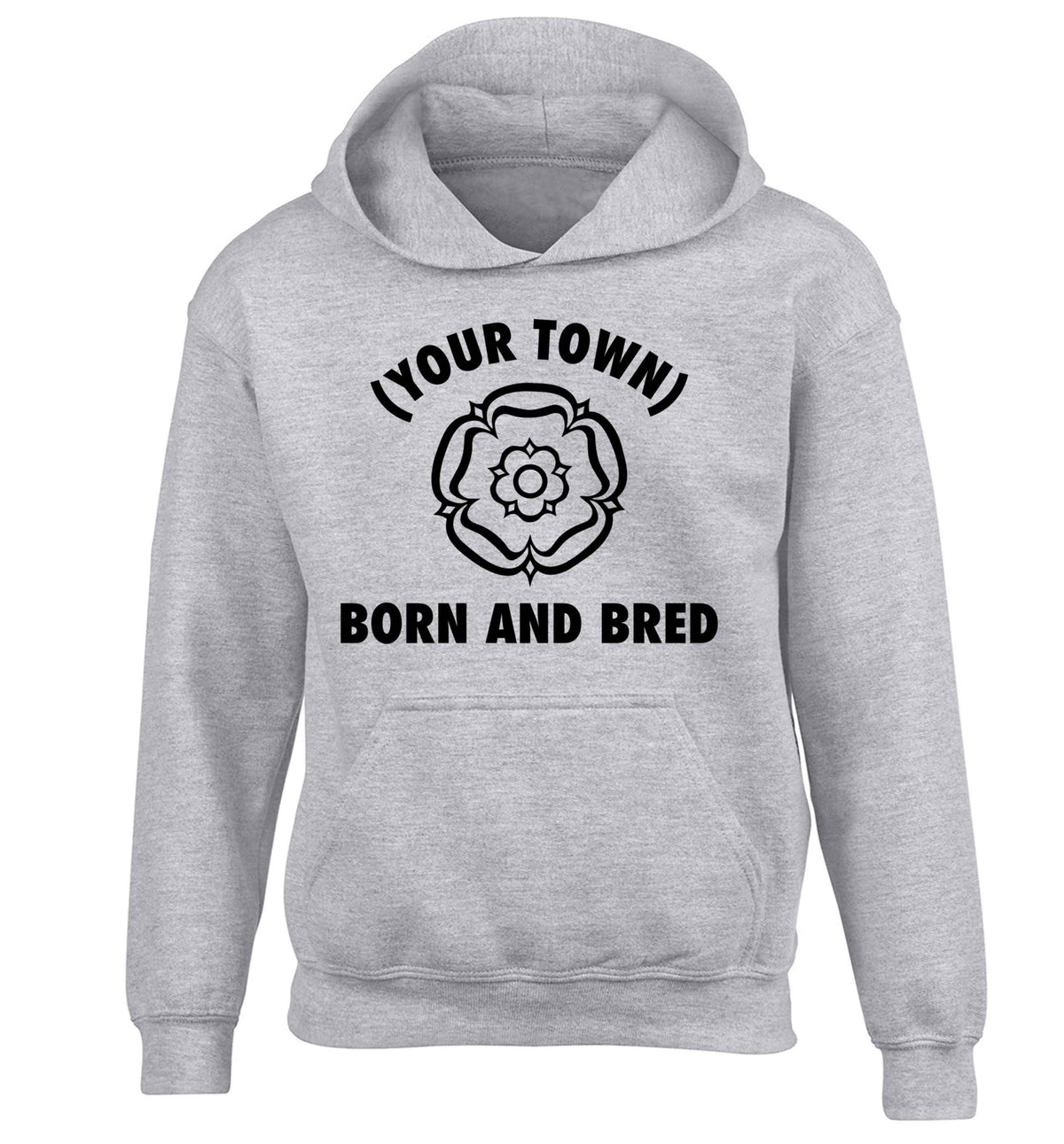 Personalised born and bred children's grey hoodie 12-13 Years