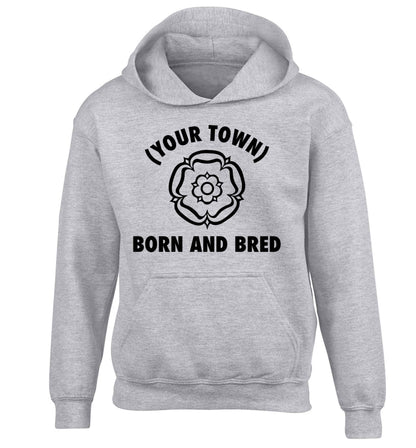 Personalised born and bred children's grey hoodie 12-13 Years
