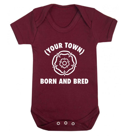 Personalised born and bred Baby Vest maroon 18-24 months