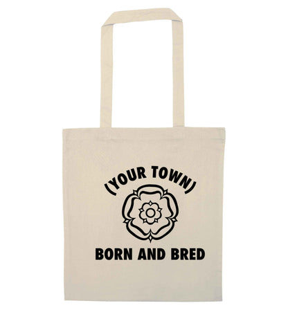 Personalised born and bred natural tote bag