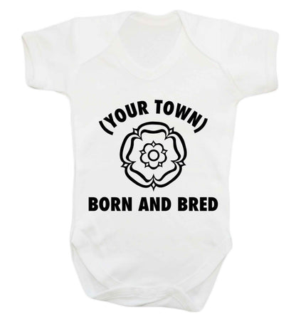 Personalised born and bred Baby Vest white 18-24 months