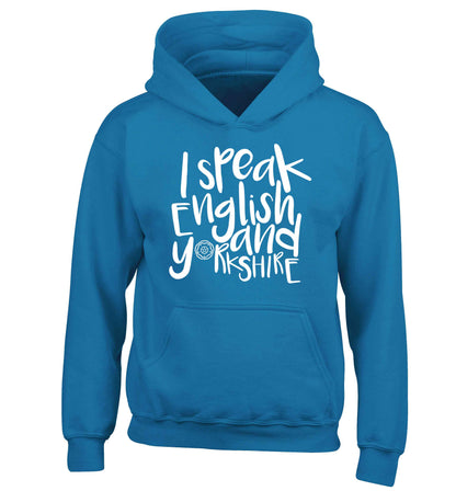I speak English and Yorkshire children's blue hoodie 12-13 Years