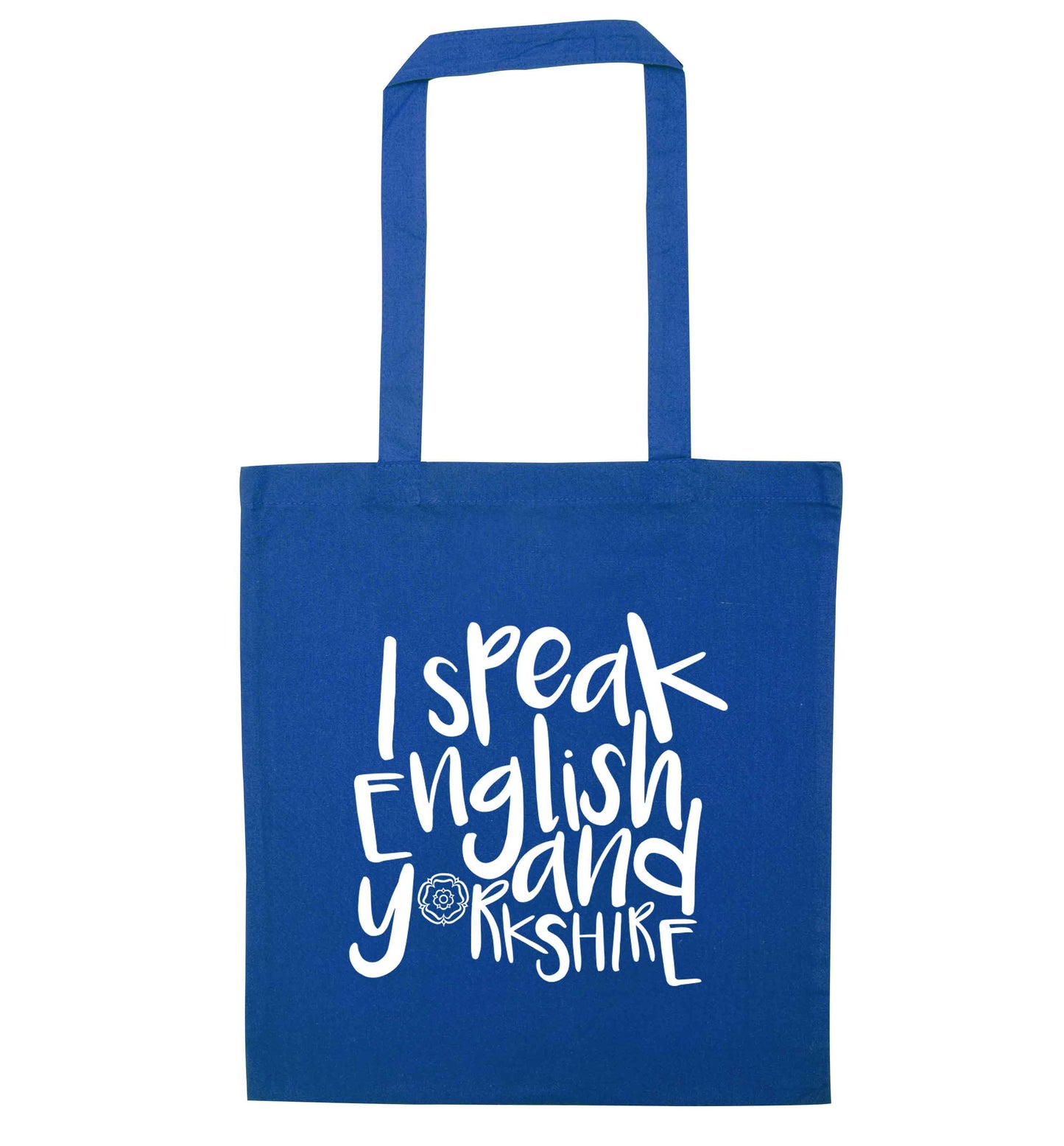 I speak English and Yorkshire blue tote bag