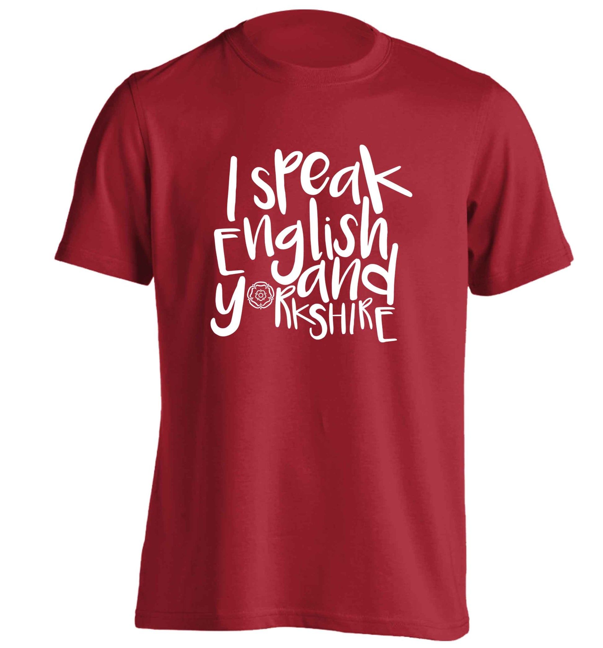 I speak English and Yorkshire adults unisex red Tshirt 2XL