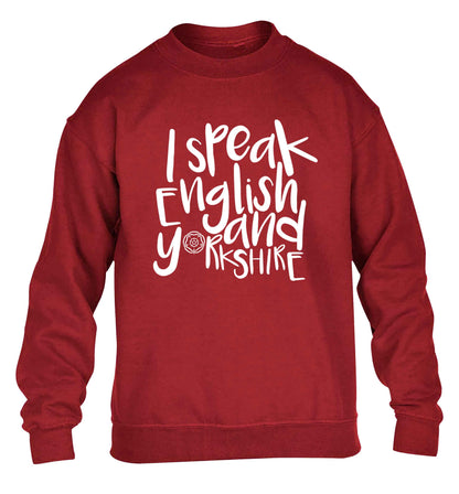I speak English and Yorkshire children's grey sweater 12-13 Years