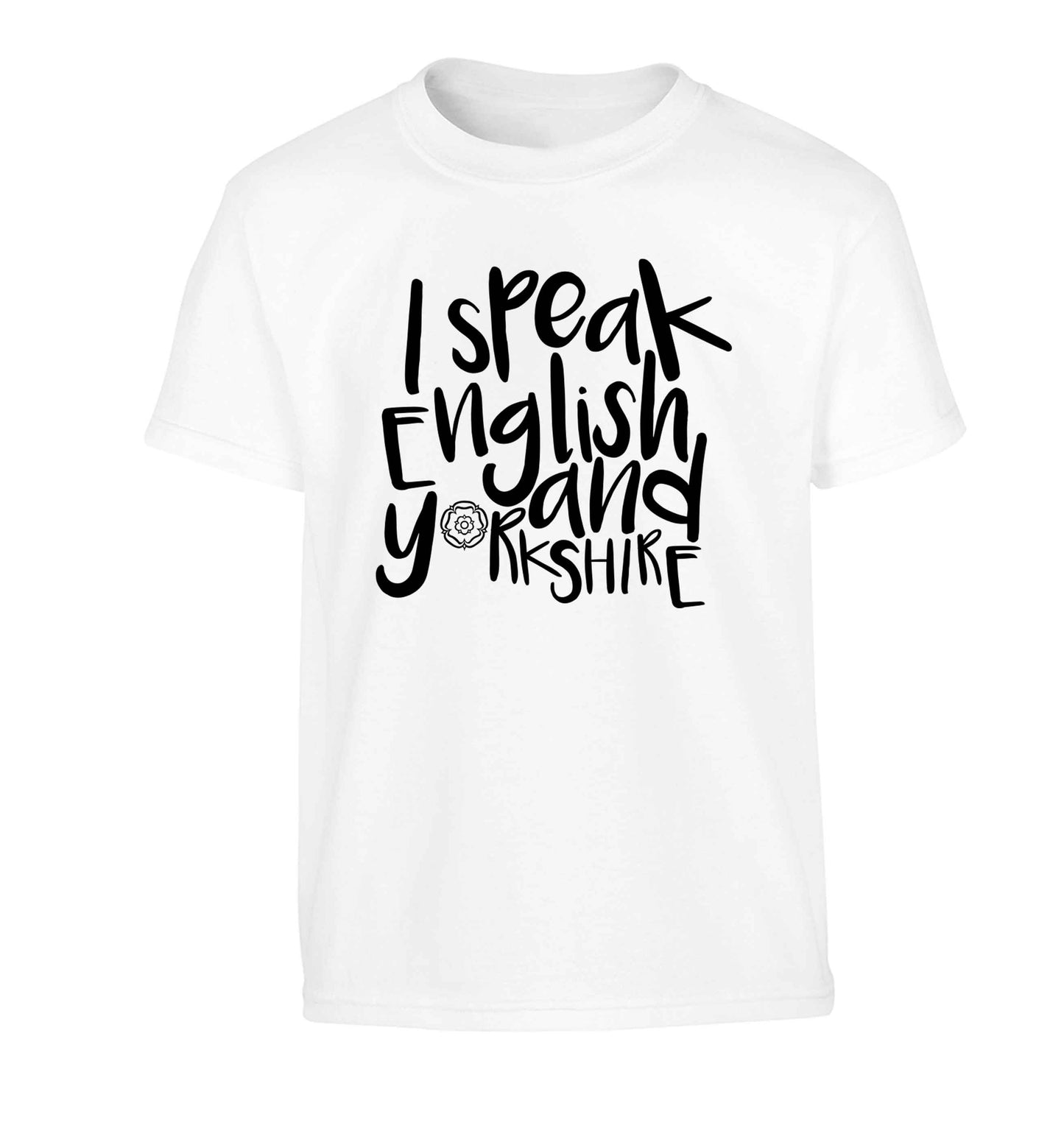 I speak English and Yorkshire Children's white Tshirt 12-13 Years