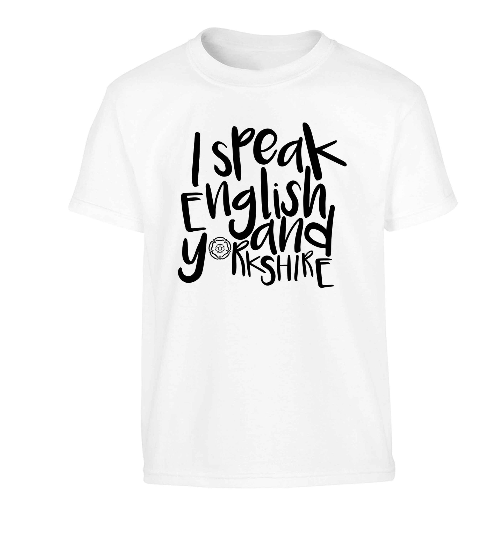 I speak English and Yorkshire Children's white Tshirt 12-13 Years