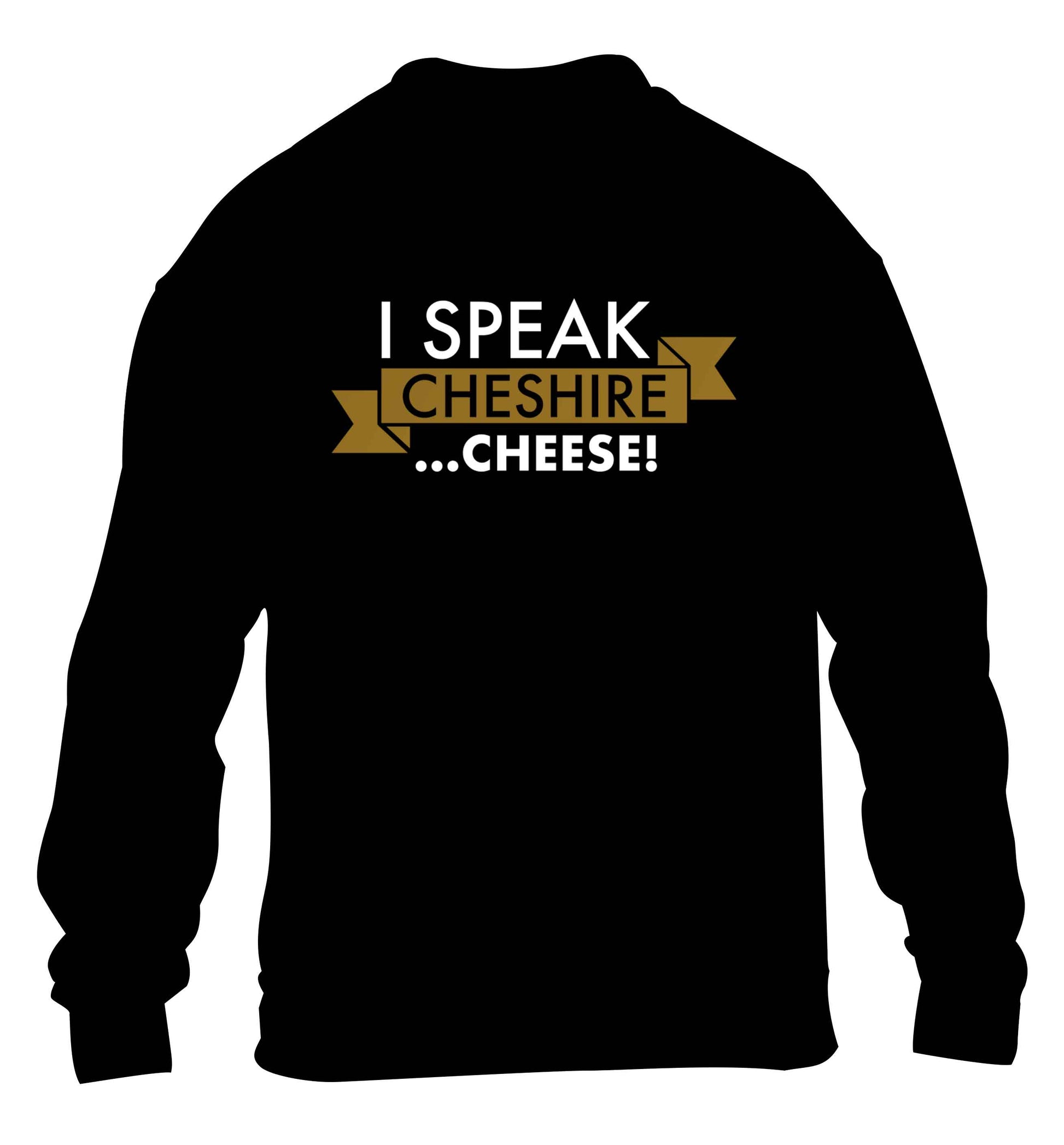 I speak Cheshire cheese children's black sweater 12-13 Years