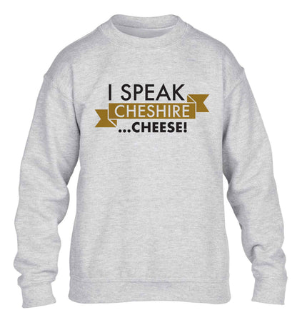 I speak Cheshire cheese children's grey sweater 12-13 Years