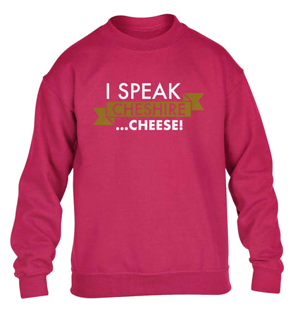 I speak Cheshire cheese children's pink sweater 12-13 Years