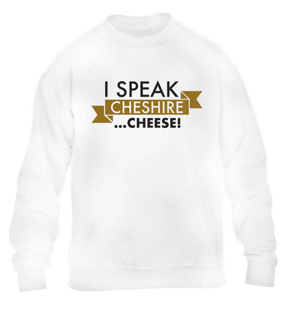I speak Cheshire cheese children's white sweater 12-13 Years