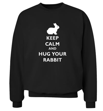 Keep calm and hug your rabbit Adult's unisex black Sweater 2XL