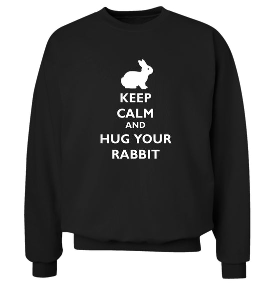 Keep calm and hug your rabbit Adult's unisex black Sweater 2XL
