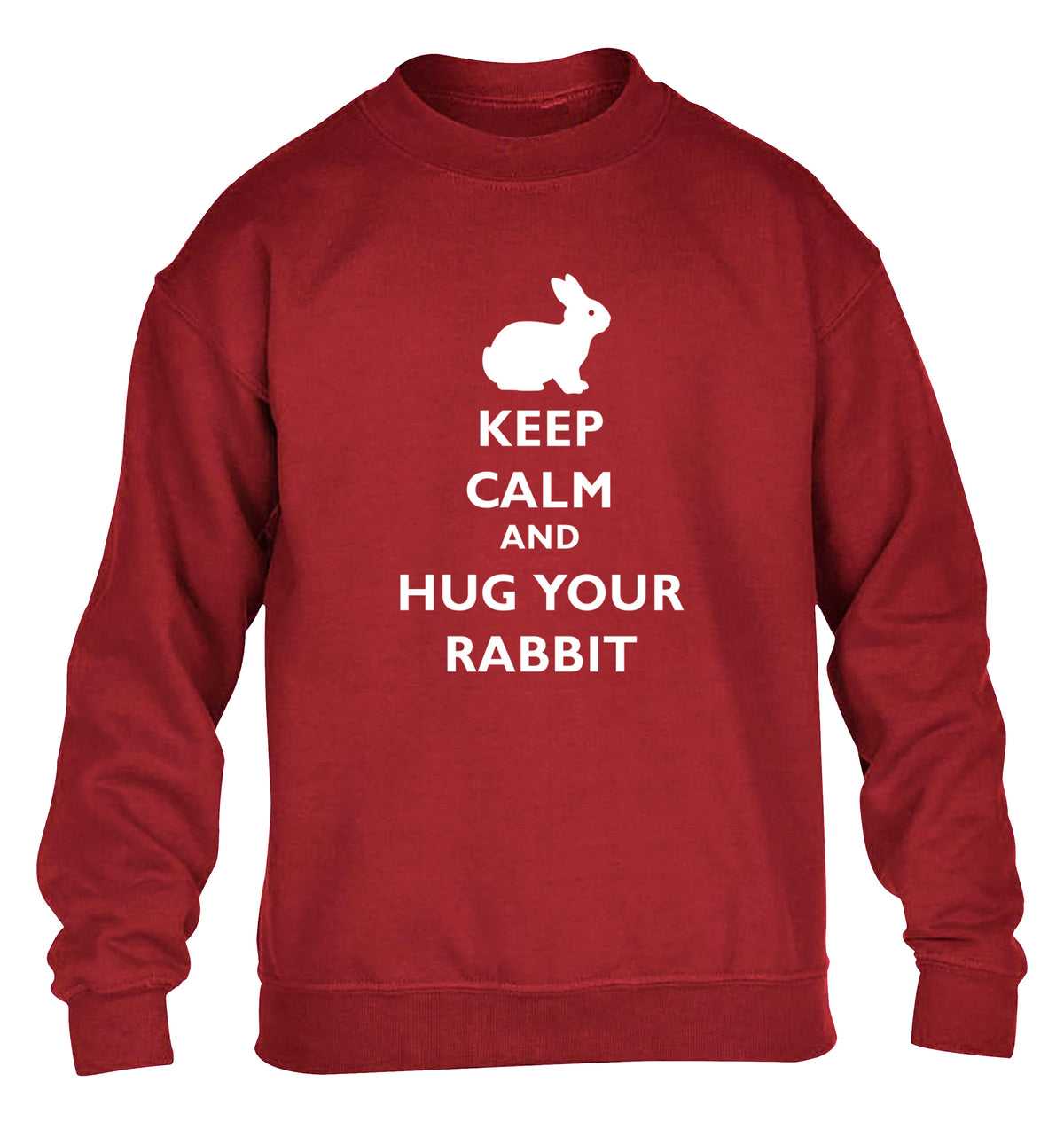 Keep calm and hug your rabbit children's grey sweater 12-13 Years