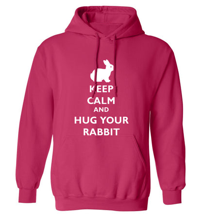 Keep calm and hug your rabbit adults unisex pink hoodie 2XL