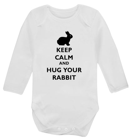Keep calm and hug your rabbit Baby Vest long sleeved white 6-12 months