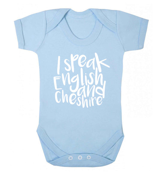 I speak English and Cheshire Baby Vest pale blue 18-24 months