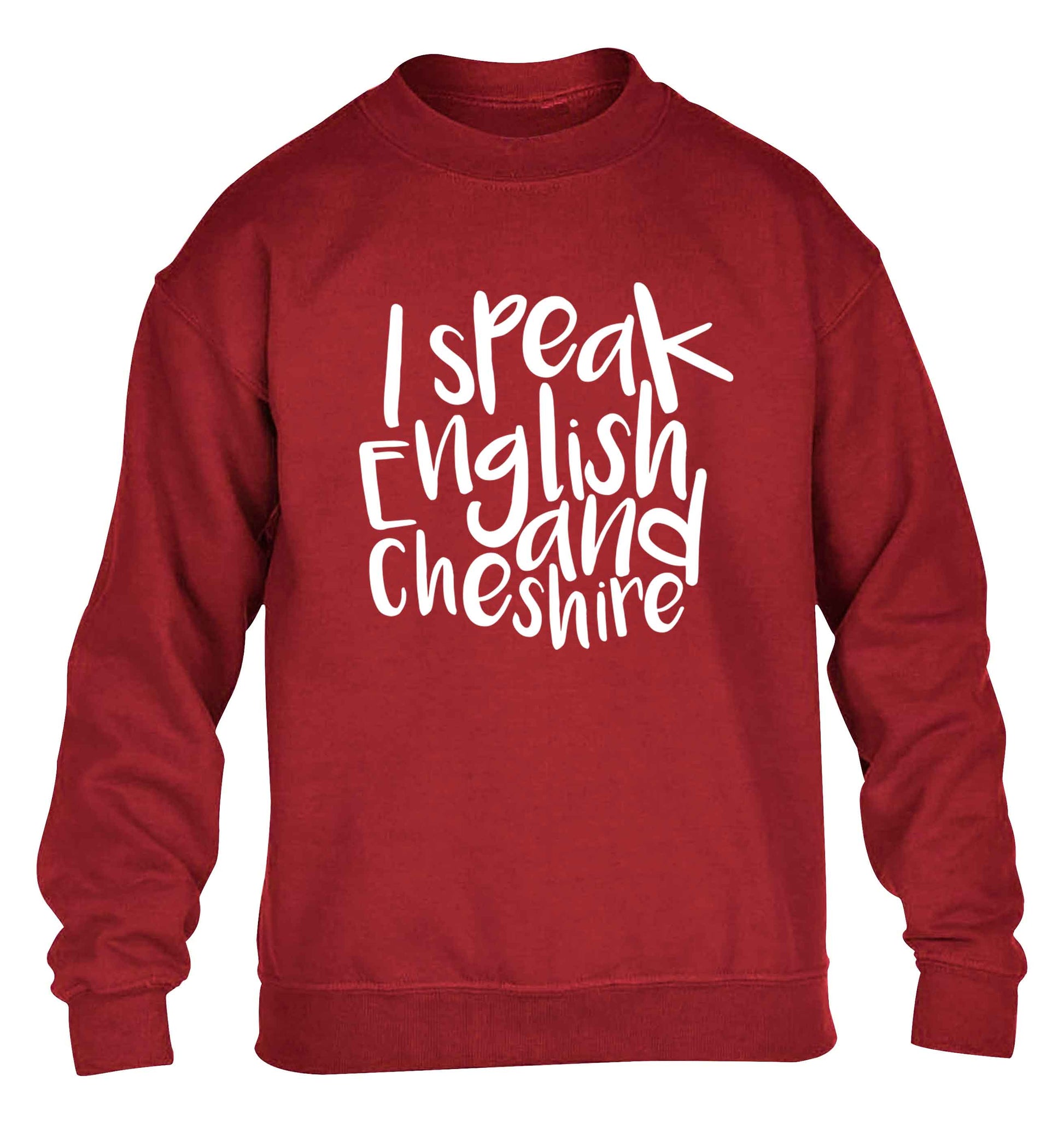 I speak English and Cheshire children's grey sweater 12-13 Years