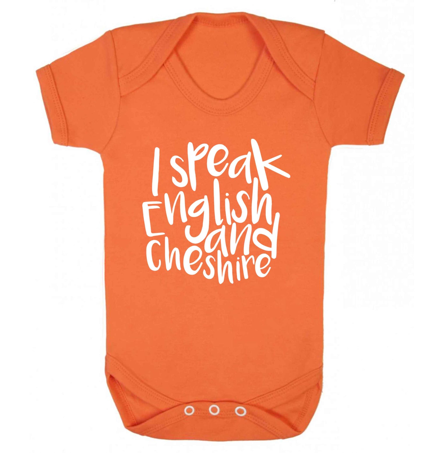 I speak English and Cheshire Baby Vest orange 18-24 months