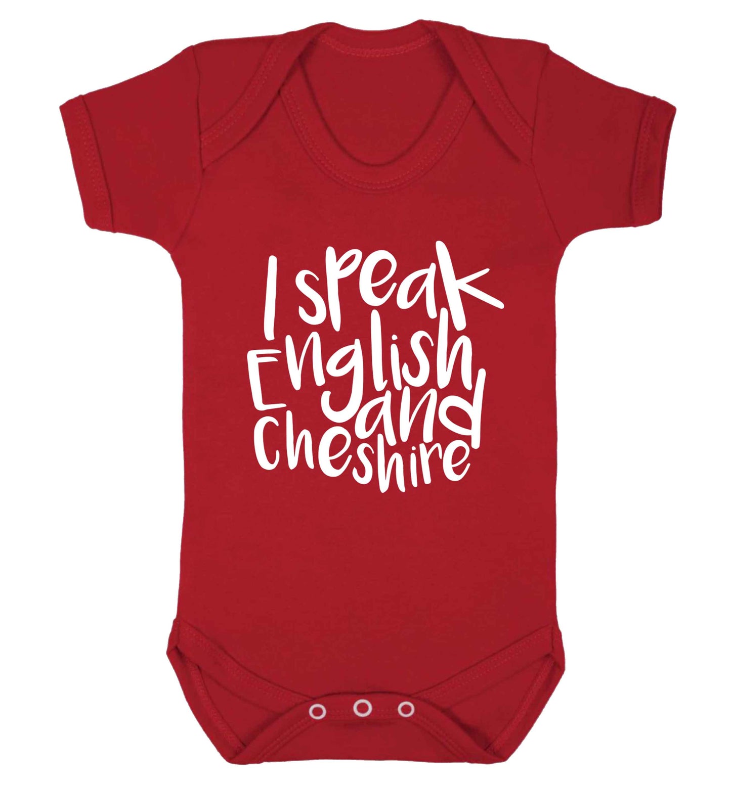 I speak English and Cheshire Baby Vest red 18-24 months