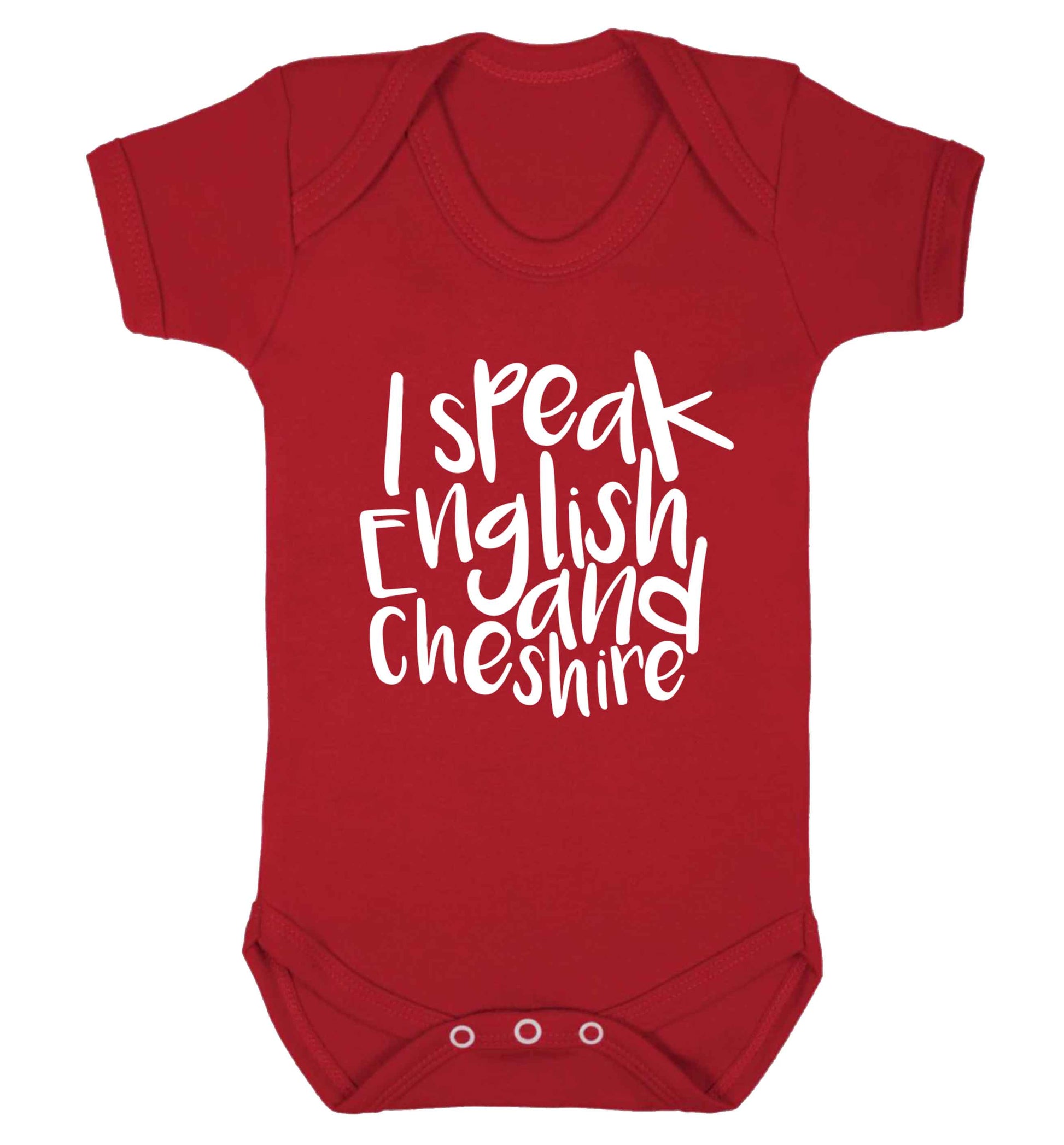 I speak English and Cheshire Baby Vest red 18-24 months