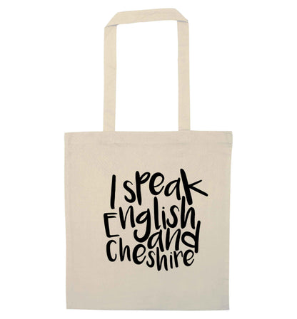 I speak English and Cheshire natural tote bag