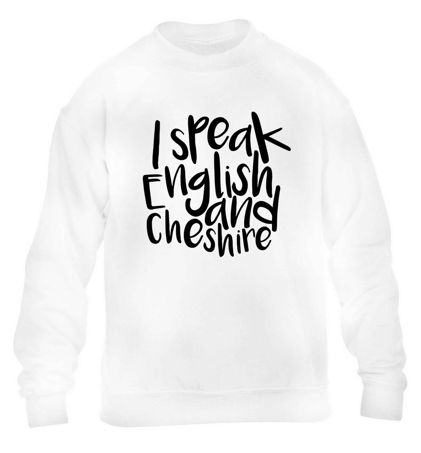 I speak English and Cheshire children's white sweater 12-13 Years