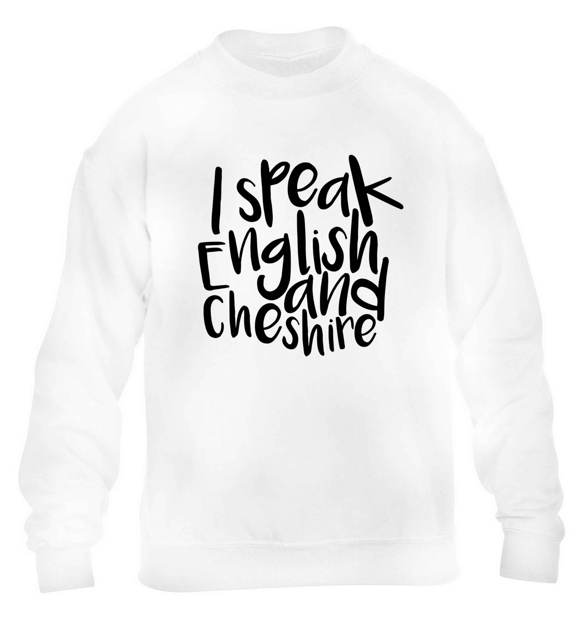 I speak English and Cheshire children's white sweater 12-13 Years