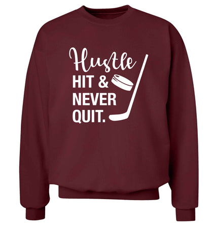 Hustle hit and never quit Adult's unisex maroon Sweater 2XL