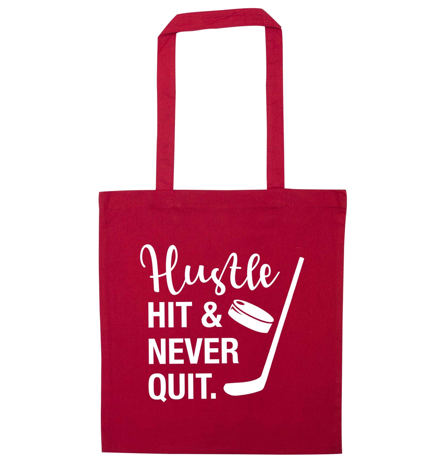 Hustle hit and never quit red tote bag