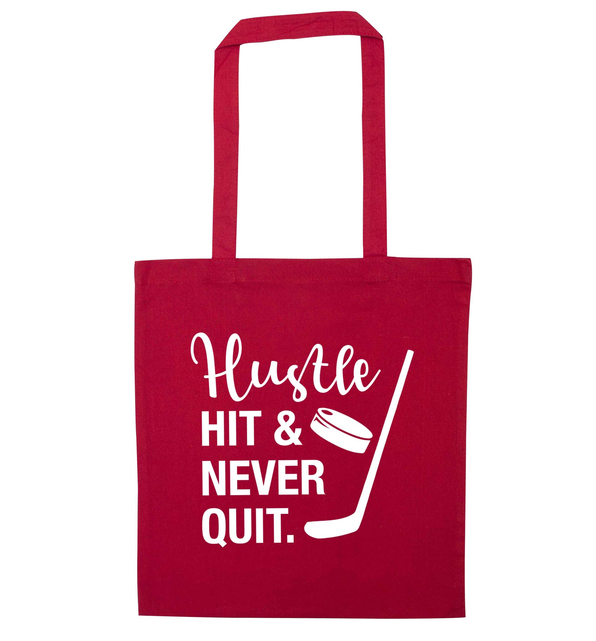 Hustle hit and never quit red tote bag