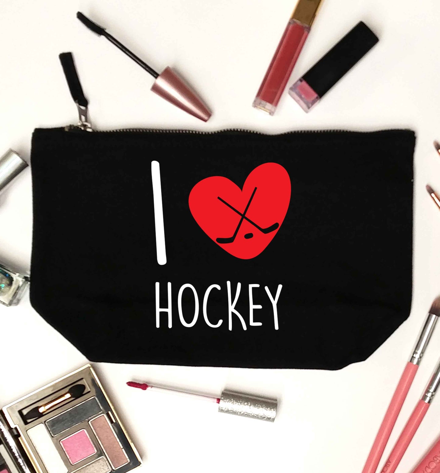 I love hockey black makeup bag