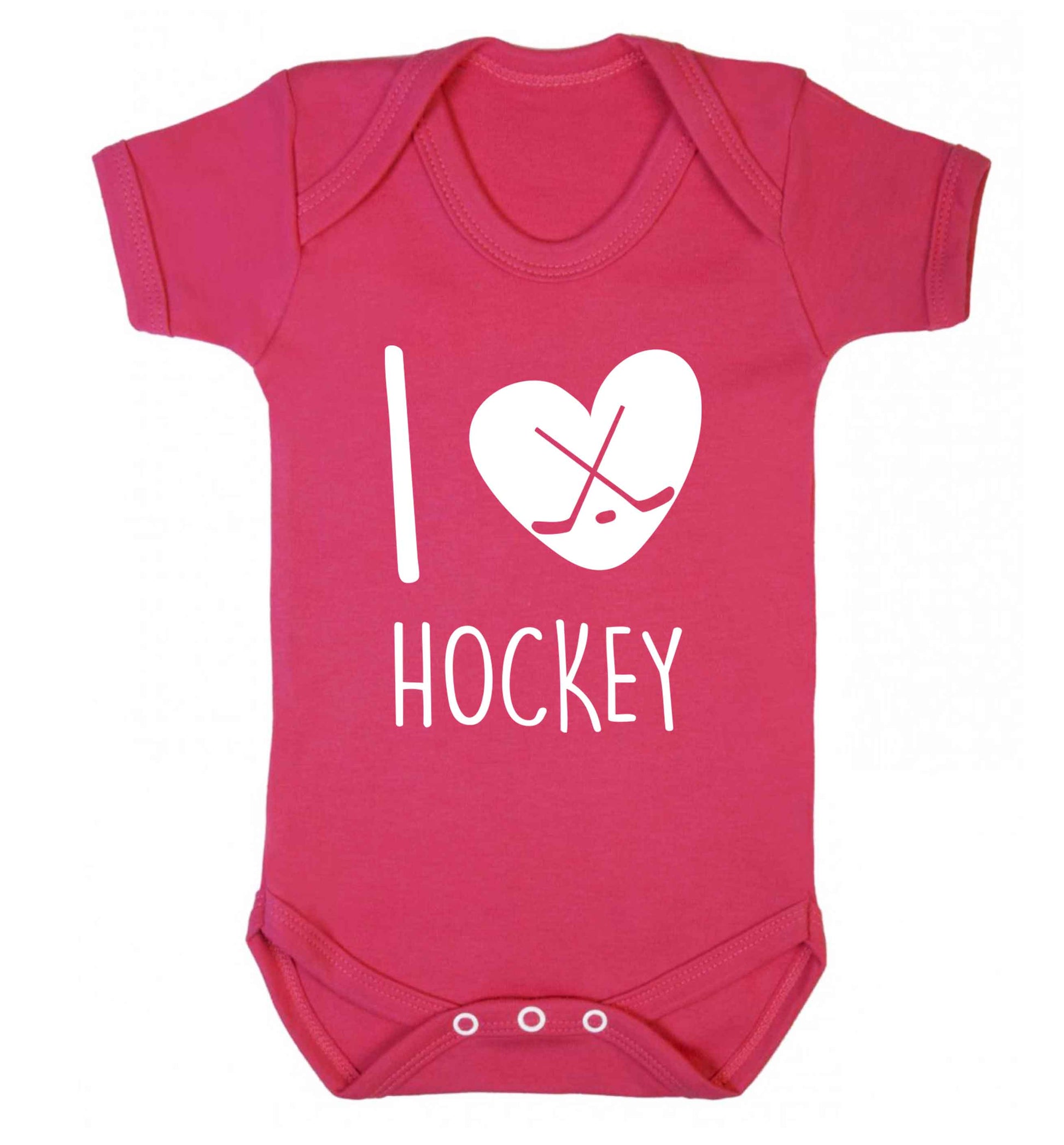 I love hockey Baby Vest dark pink 18-24 months