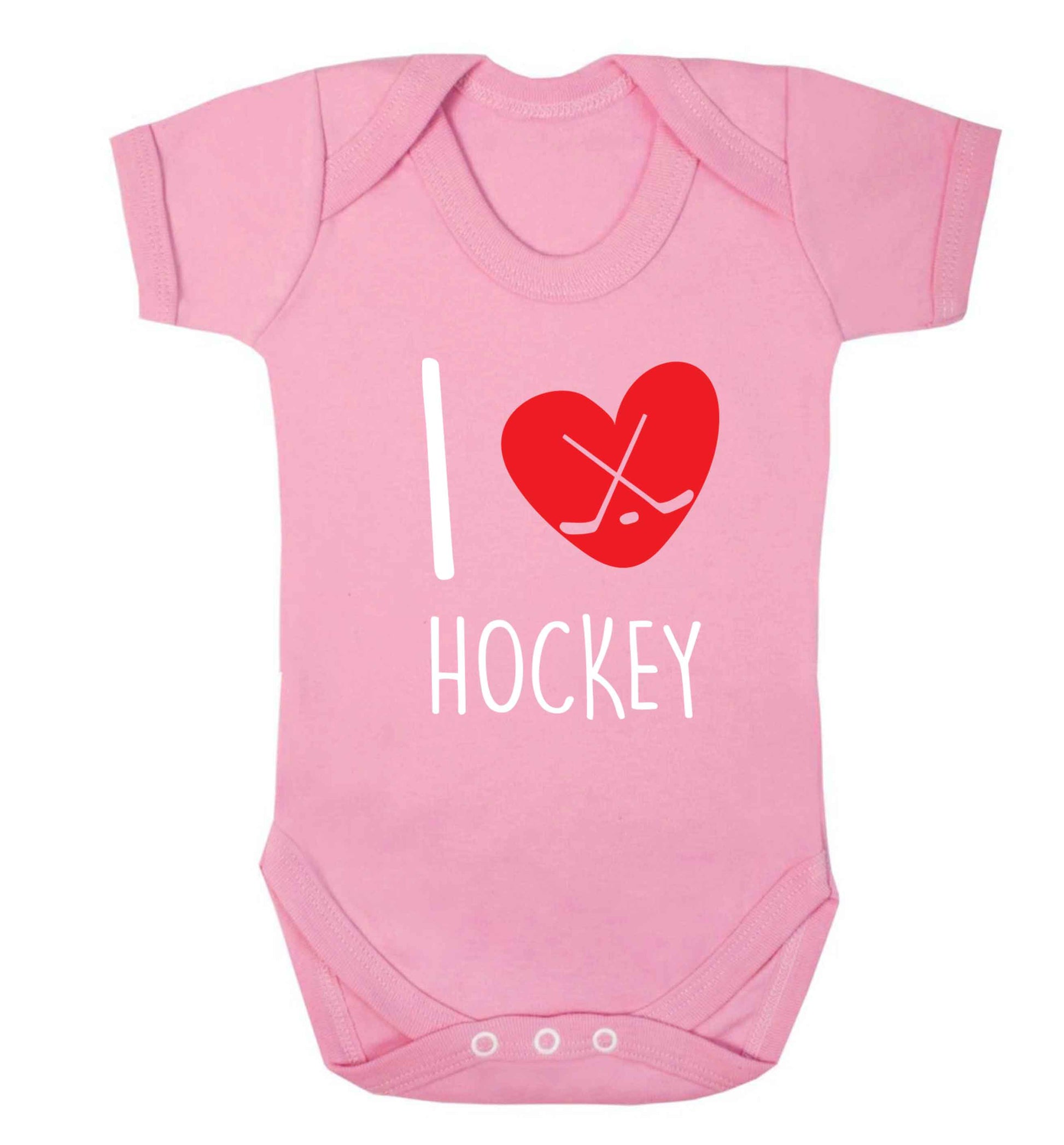 I love hockey Baby Vest pale pink 18-24 months