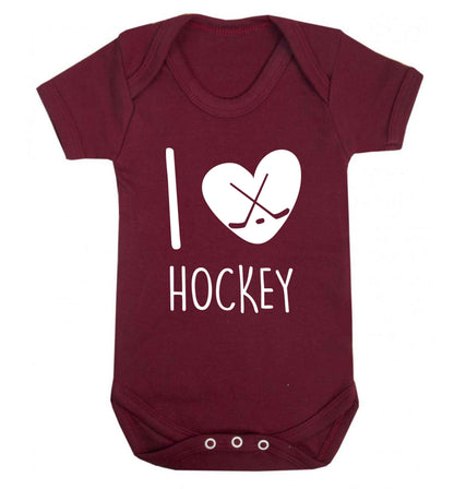 I love hockey Baby Vest maroon 18-24 months
