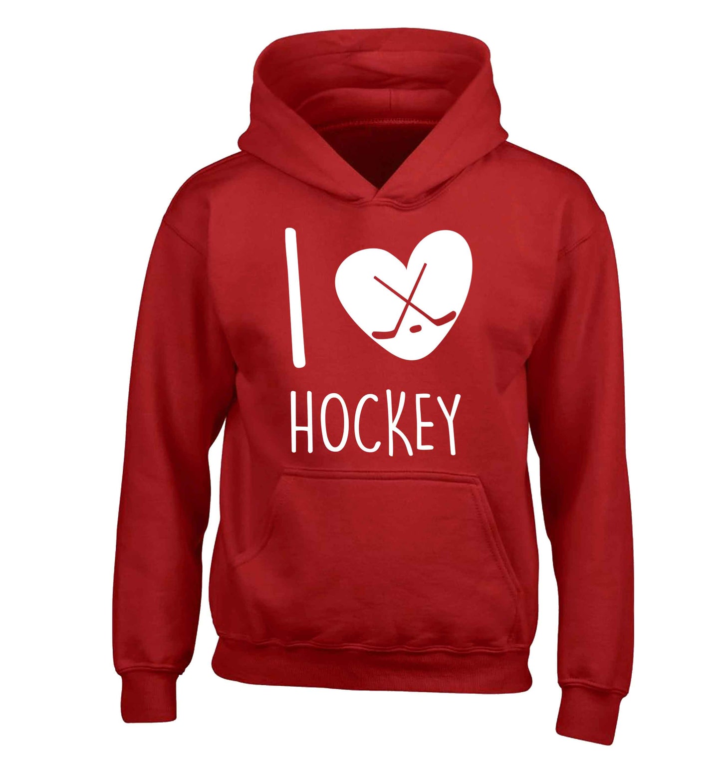 I love hockey children's red hoodie 12-13 Years