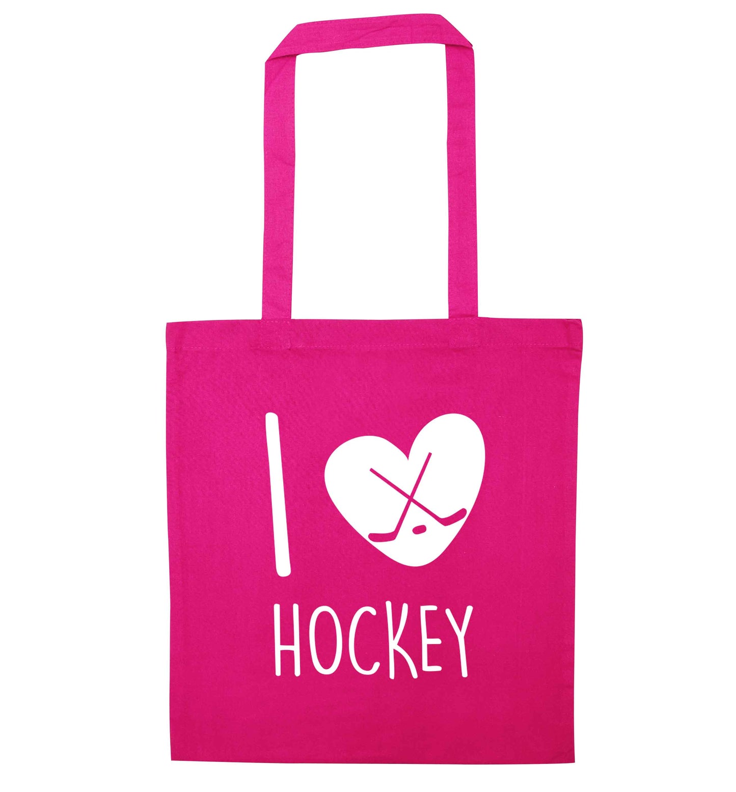 I love hockey pink tote bag