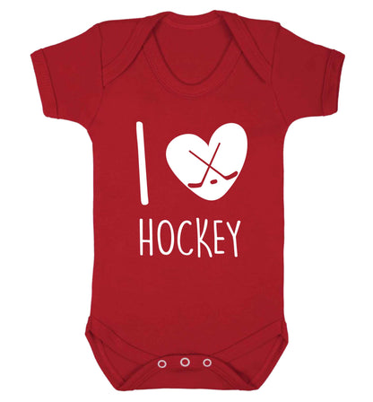 I love hockey Baby Vest red 18-24 months