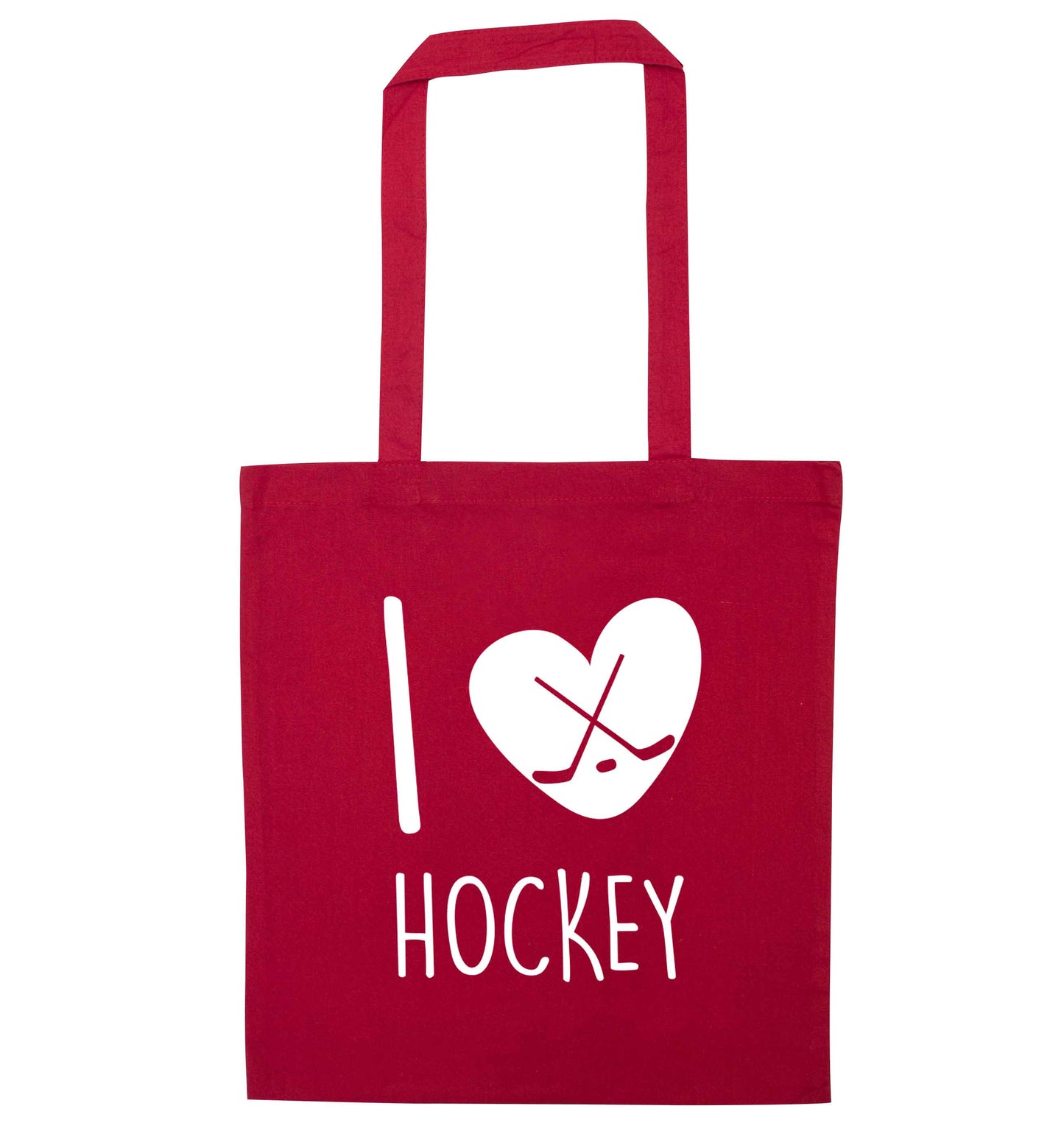 I love hockey red tote bag