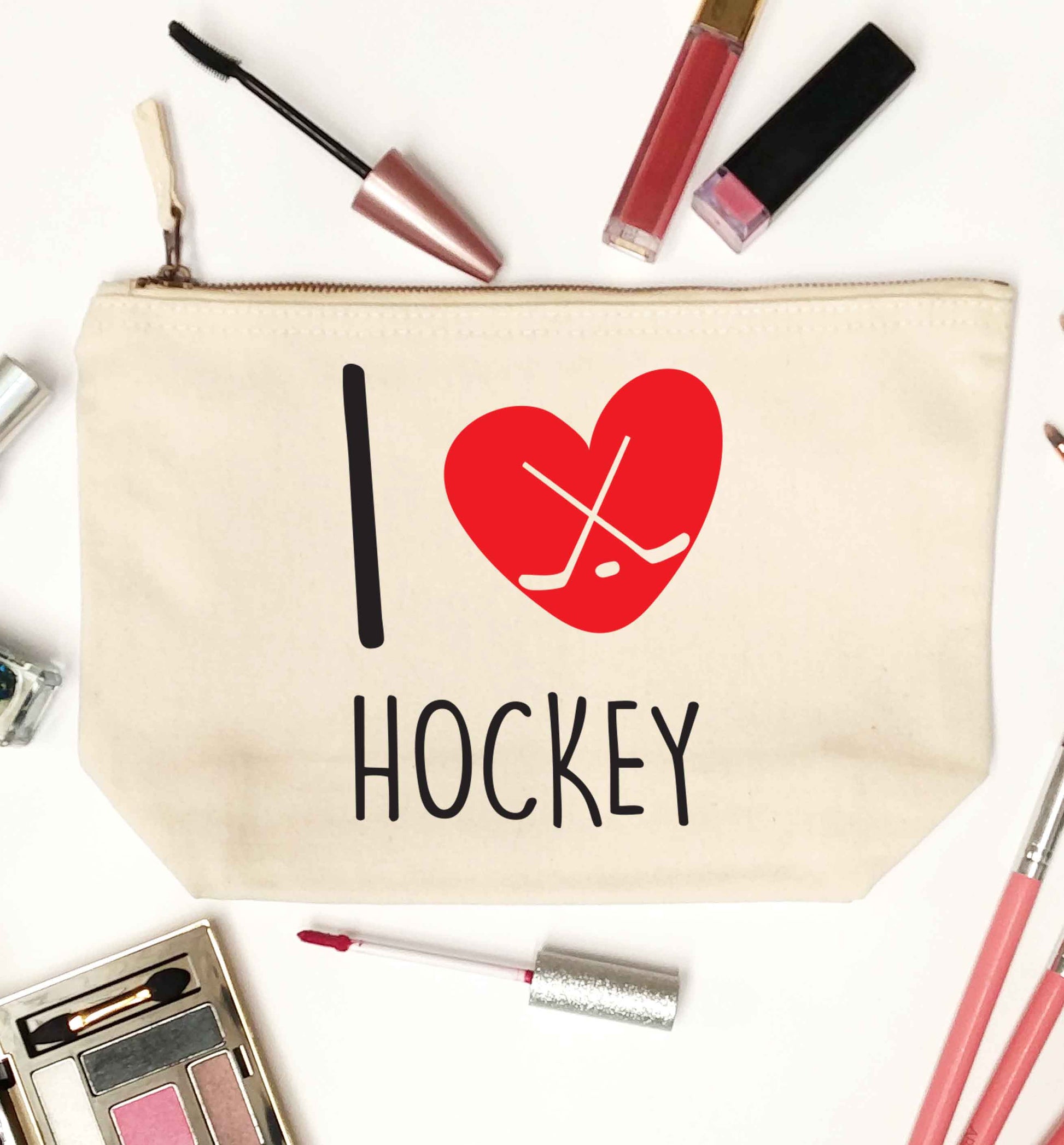 I love hockey natural makeup bag