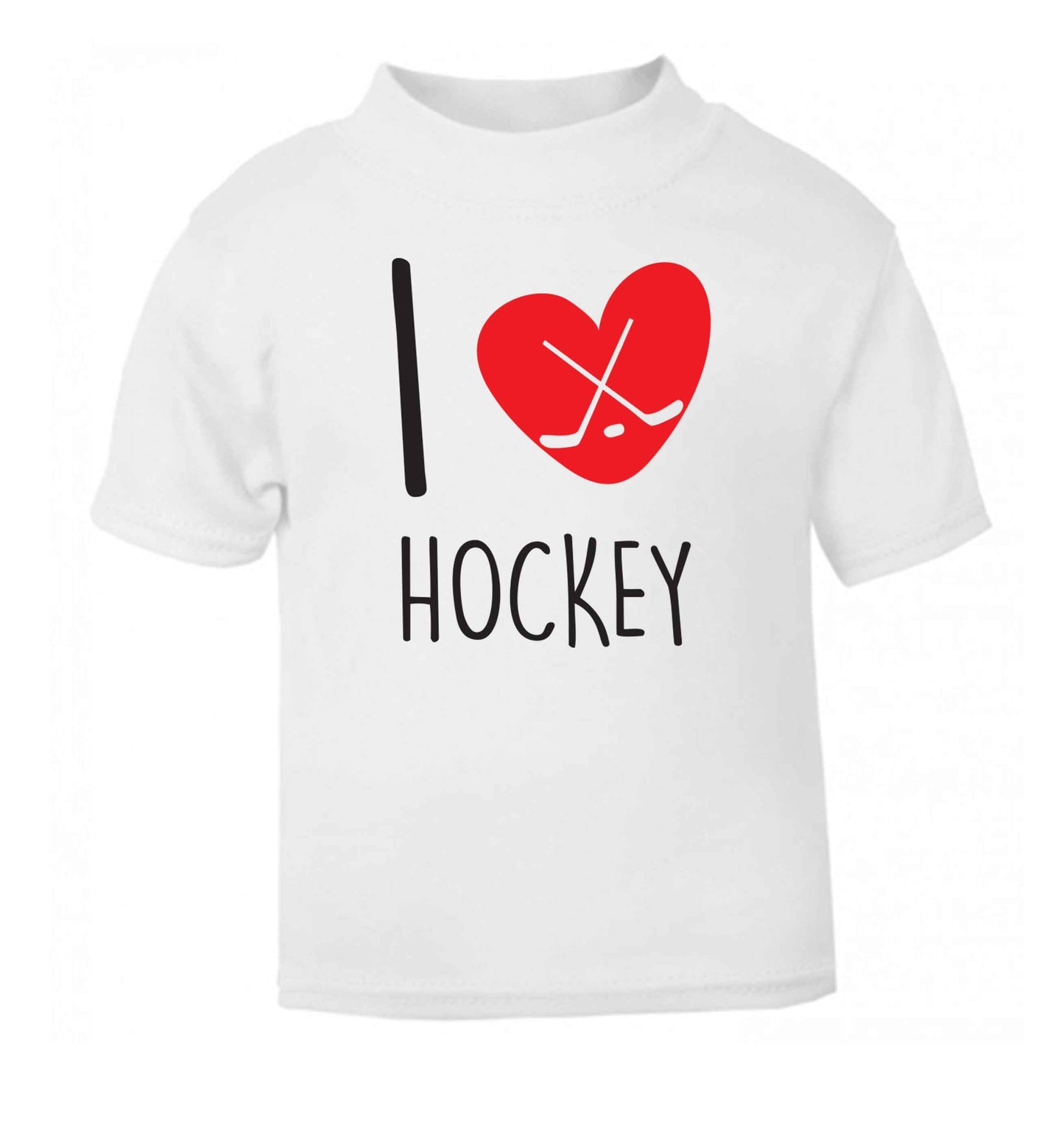 I love hockey white Baby Toddler Tshirt 2 Years
