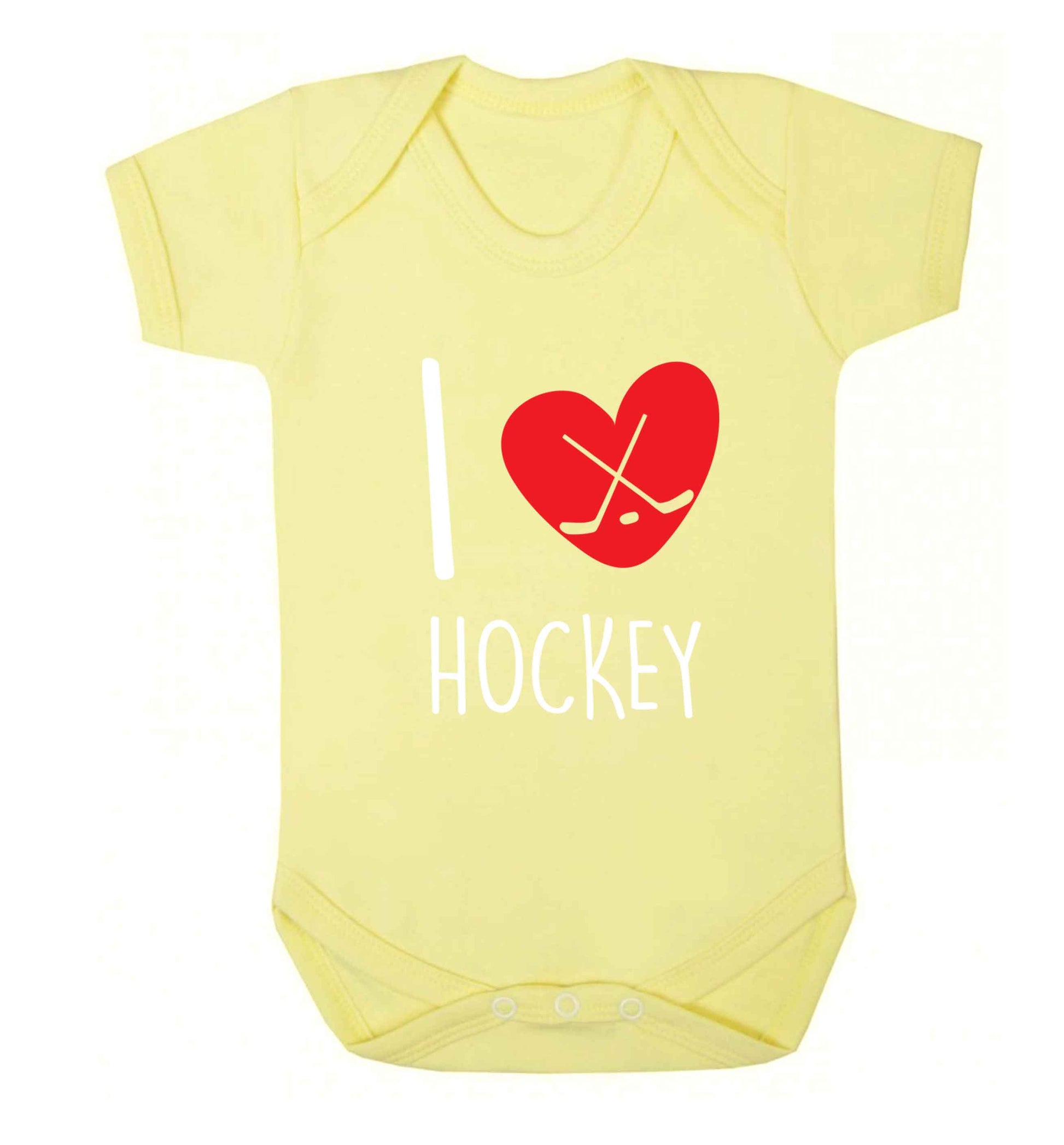 I love hockey Baby Vest pale yellow 18-24 months