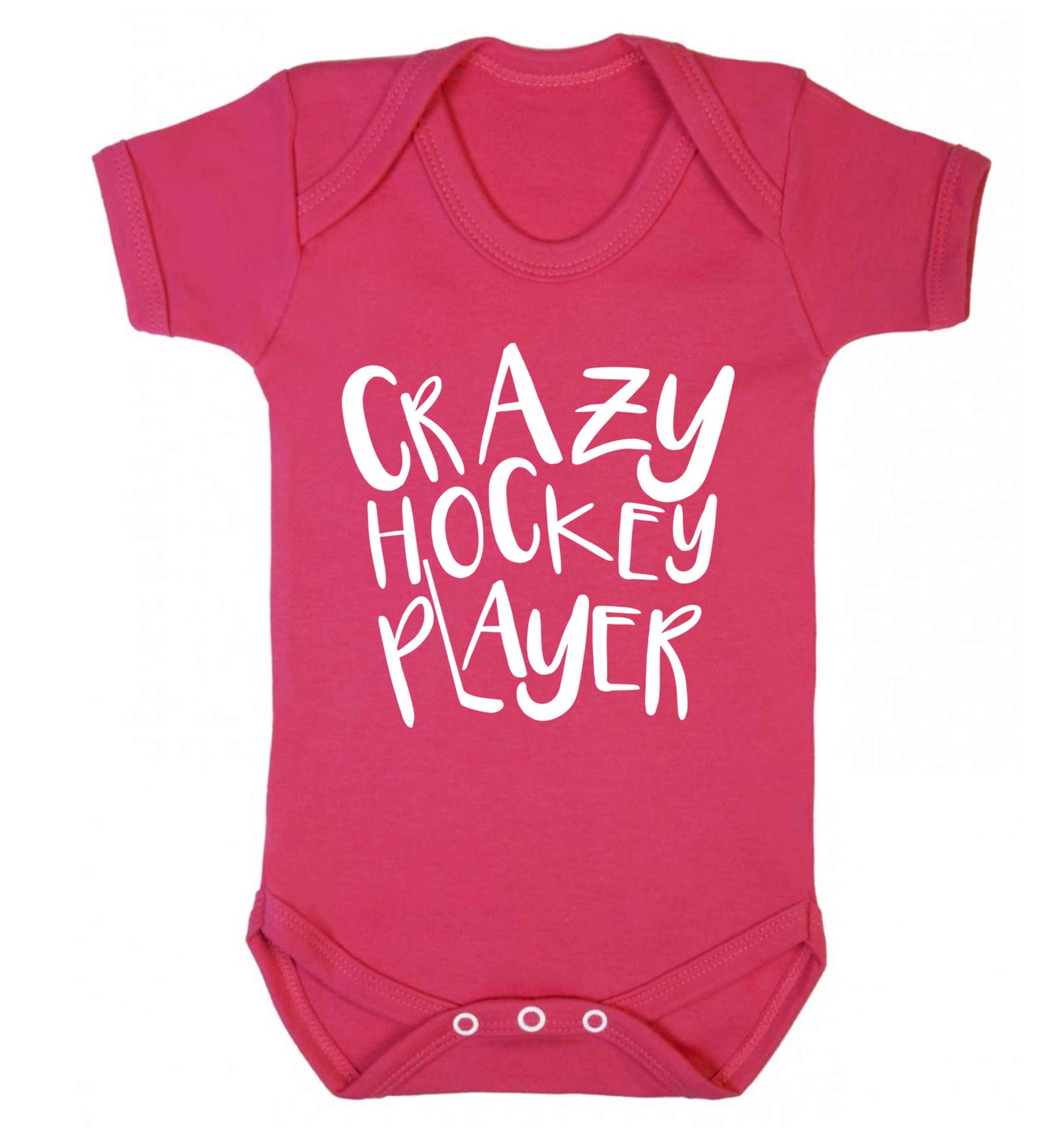 Crazy hockey player Baby Vest dark pink 18-24 months