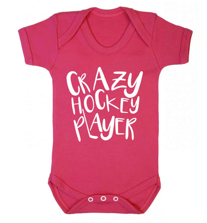 Crazy hockey player Baby Vest dark pink 18-24 months