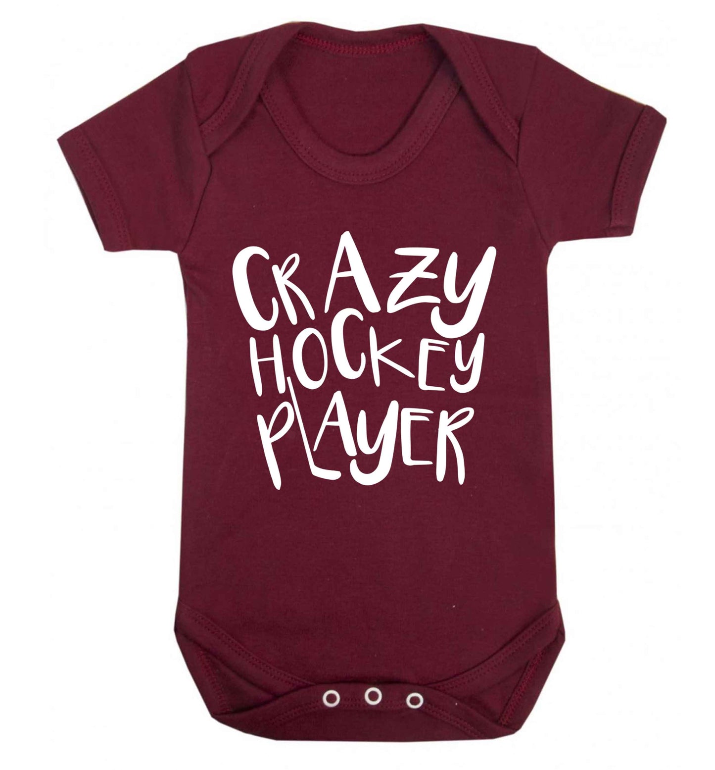Crazy hockey player Baby Vest maroon 18-24 months