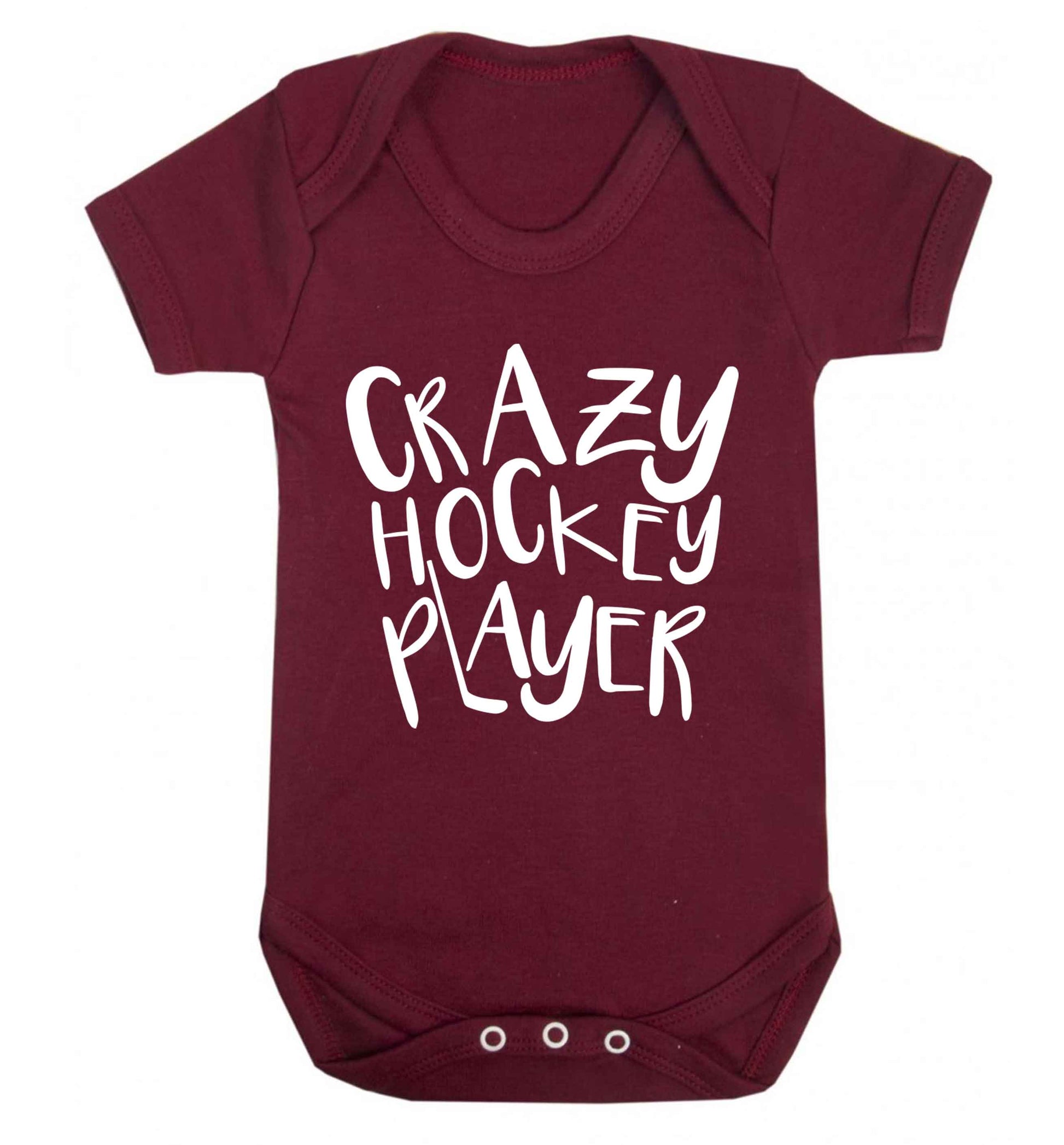 Crazy hockey player Baby Vest maroon 18-24 months