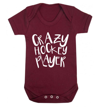 Crazy hockey player Baby Vest maroon 18-24 months