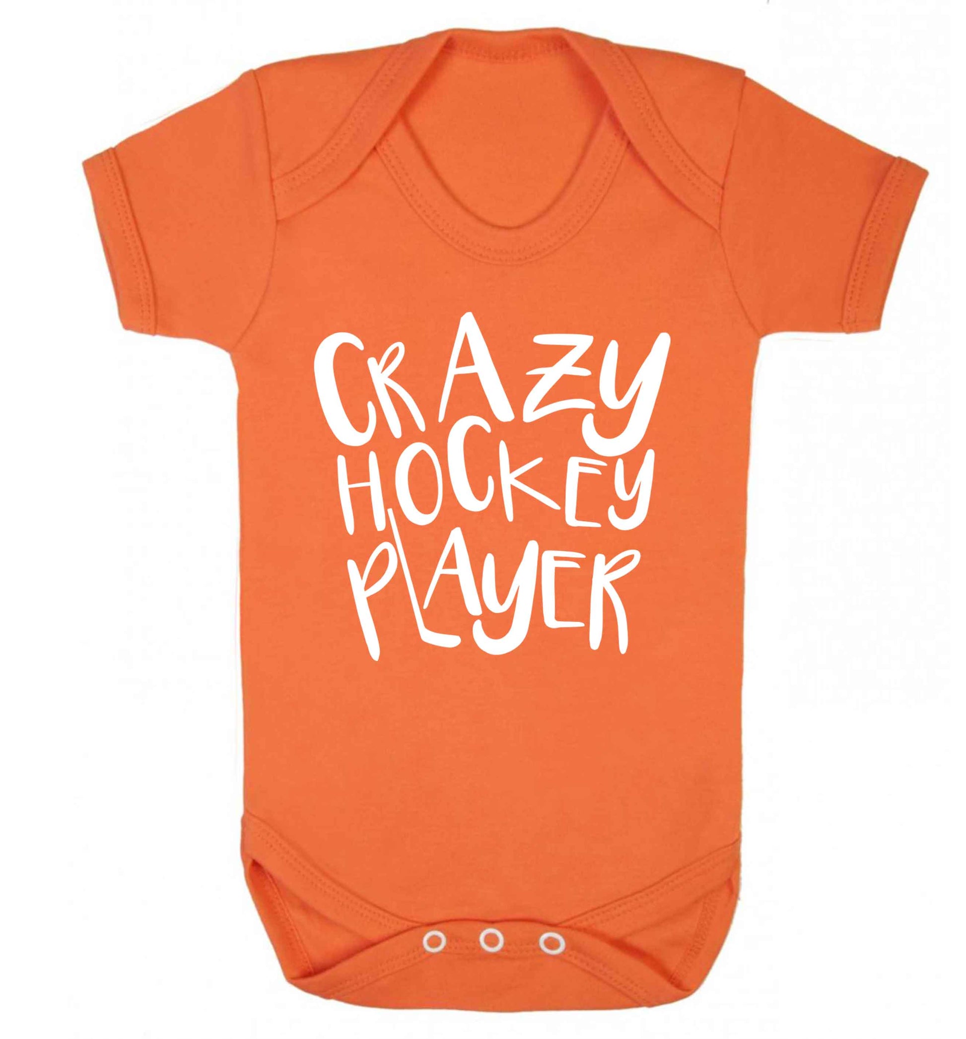 Crazy hockey player Baby Vest orange 18-24 months