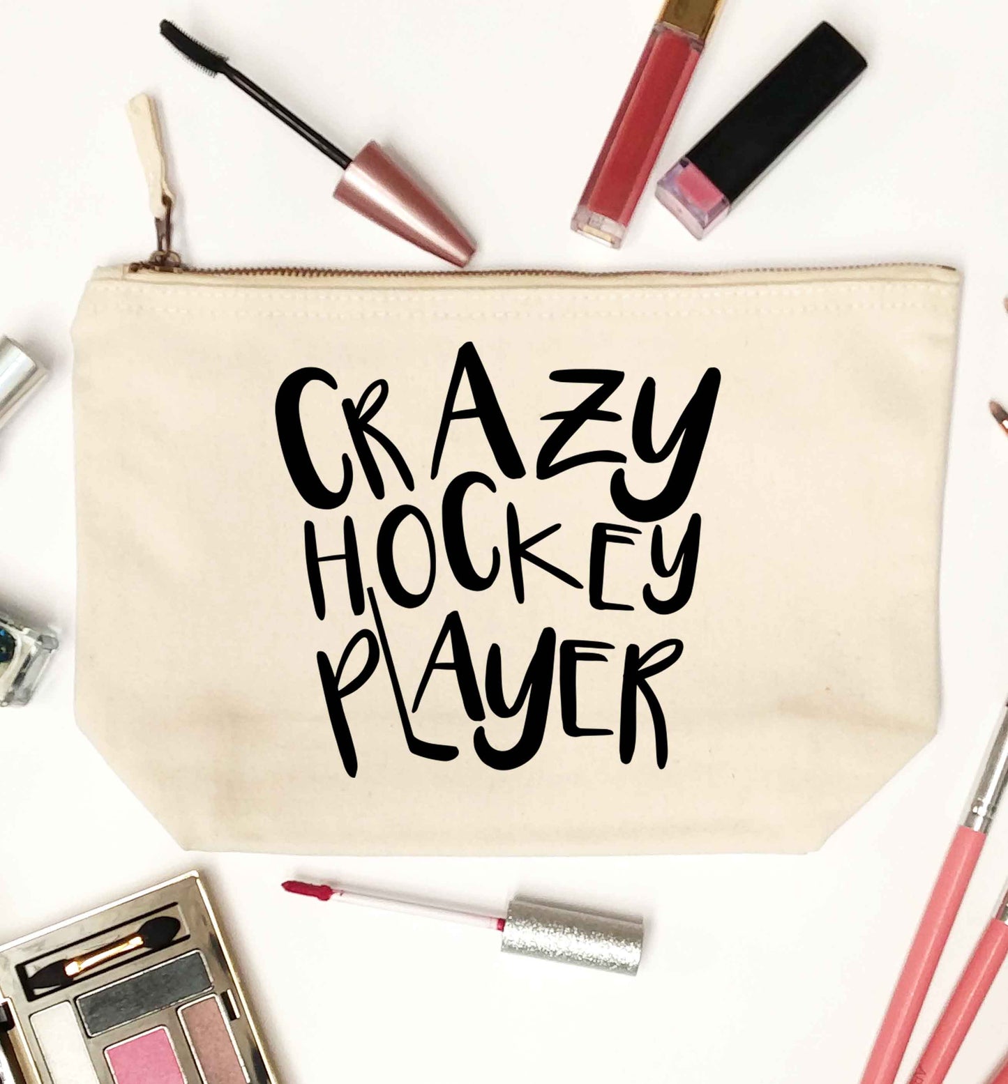 Crazy hockey player natural makeup bag