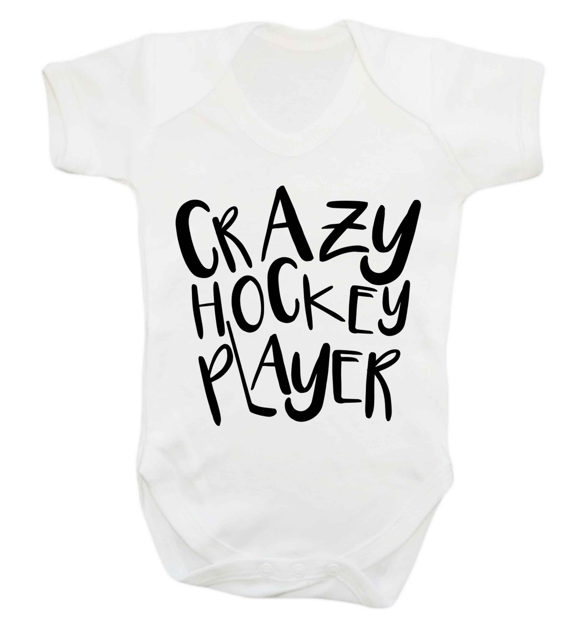 Crazy hockey player Baby Vest white 18-24 months